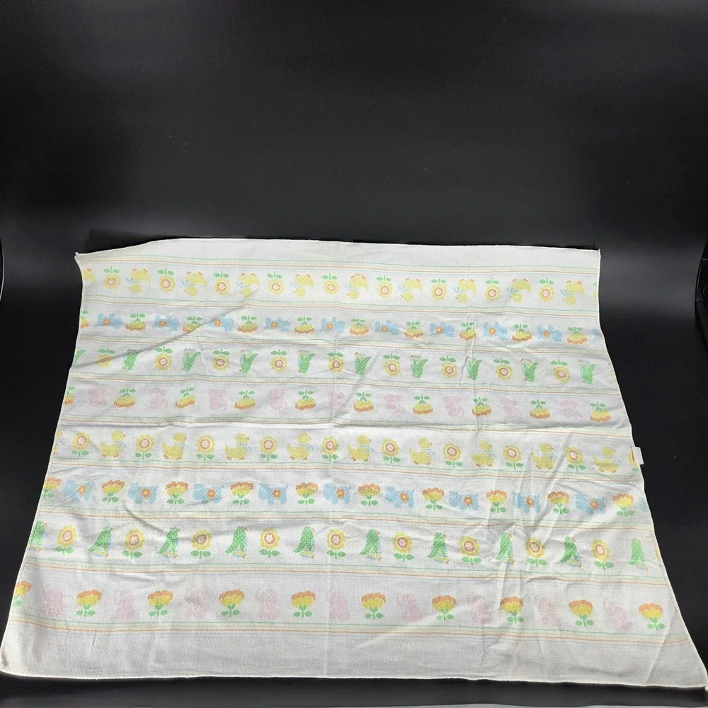 Vintage Babycare by Riegel Cotton Receiving Blanket Pastel Animal Print USA